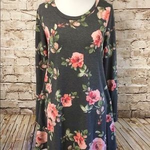 Floral sweatshirt material Tunic with pockets